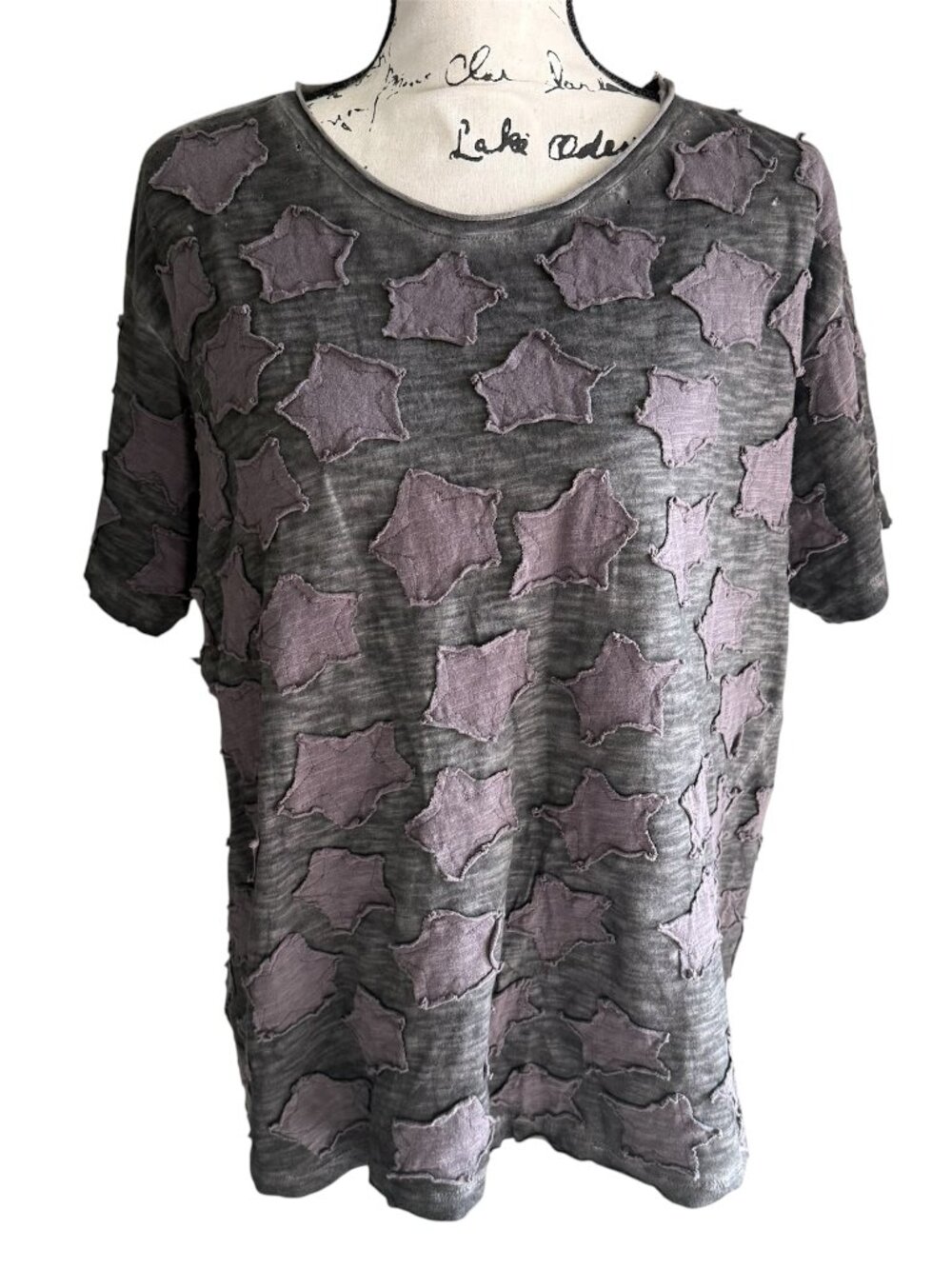 Magnolia Pearl Cotton Jersey Star Applique Boyfriend Short Sleeve Tee